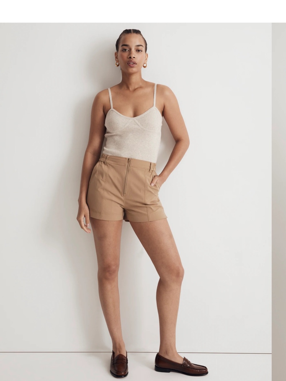 Madewell Tan High-Rise Utility Shorts